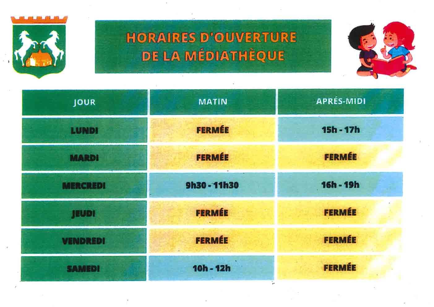 Horaires mediatheque