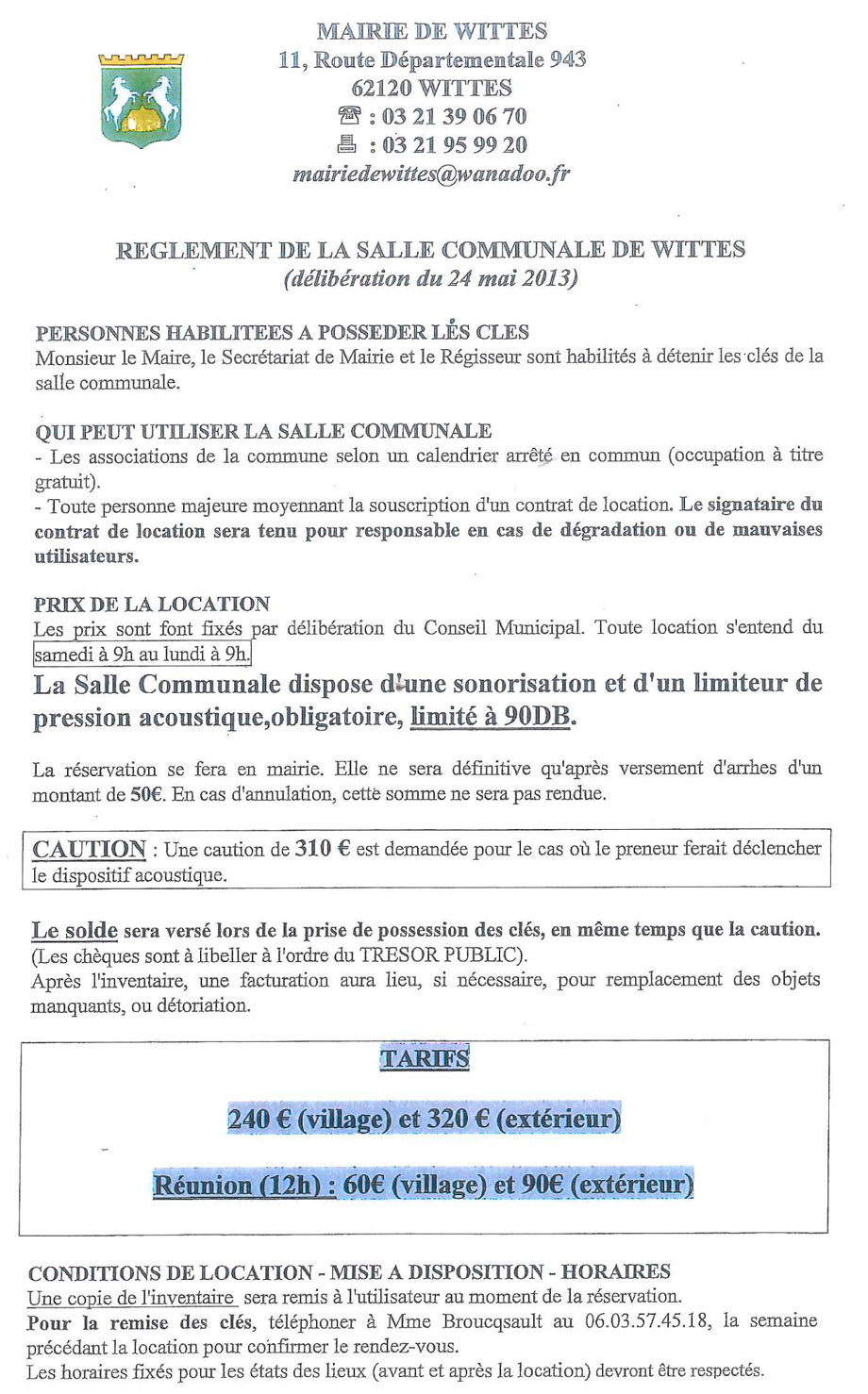 Reglement de la salle communale 1