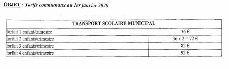 Tarif transport